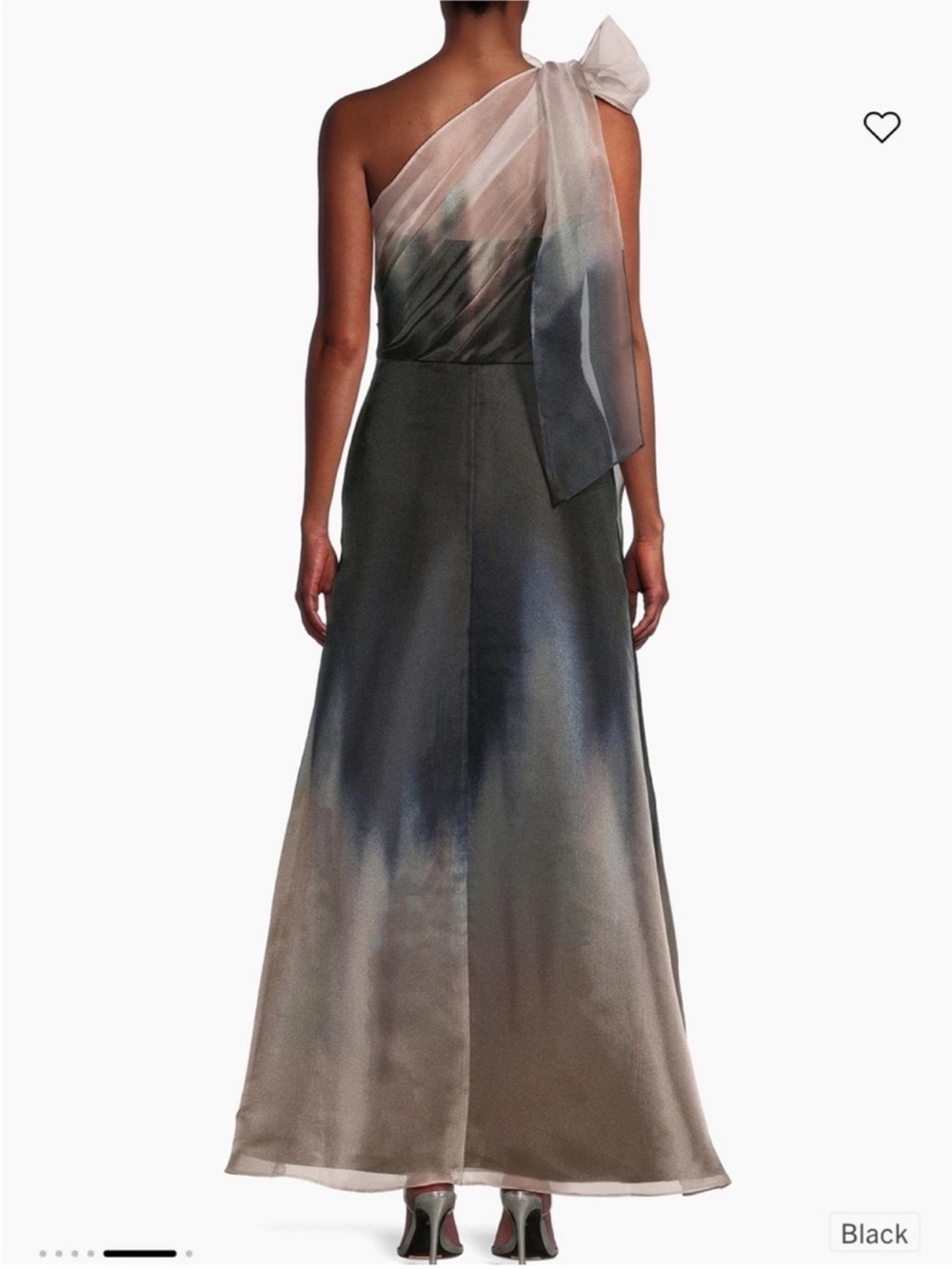 Kay Unger Victoria Ombré One Shoulder Satin Gown Dress - Picture 3 of 11